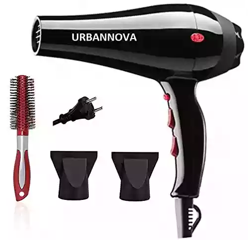 urbannova Professional Hair Dryers (2000 W) For Women And Men and Hot And Cold Control |Round Brush (Color May Vary)